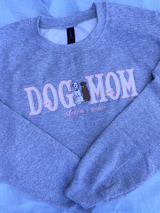 Custom 2 Dogs Mom Embroidered Sweatshirt